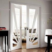 JBK Calypso Aurora White Primed Door Pair with Clear Safety Glass