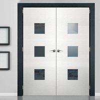 JBK Ripple Textured Flush Door Pair with Clear Safety Glass