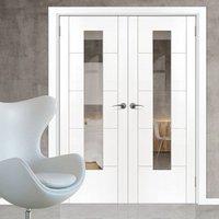 JBK Tigris White Door Pair with clear safety glass, Prefinished
