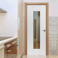 JBK Symmetry Axis White Primed Door with Clear Safety Glass