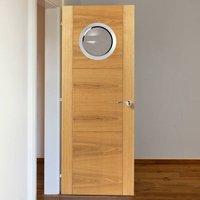 JBK Porthole 1 Brisa Mistral Oak Door with Decorative Groove, Pre-finished