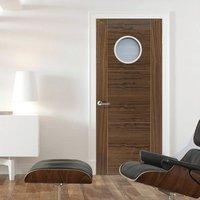 JBK Porthole 1 Brisa Mistral Walnut Door with Decorative Groove, Pre-finished