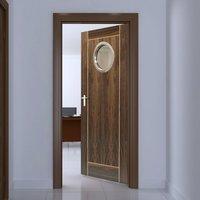 JBK Porthole 1 Vina Walnut Door with Oak Inlays is Pre-Finished