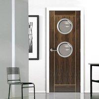 JBK Porthole 2 Vina Walnut Door with Oak Inlays is Pre-Finished