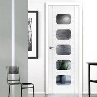 JBK Door Set Kit Limelight Regent White Primed Flush Door with Clear Safety Glass