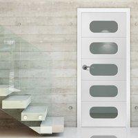 JBK Door Set Kit Limelight Arcadian White Primed Flush Door with Clear Safety Glass
