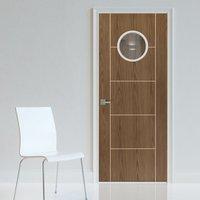 JBK Porthole 1 Eco Colour Mocha Soft Walnut Painted Door, Pre-finished