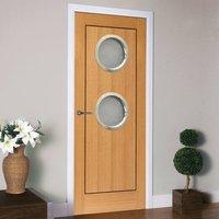 JBK Porthole 2 Clementine Oak Door with Walnut Inlays is Pre-Finished