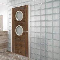 JBK Porthole 2 Brisa Mistral Walnut Door with Decorative Groove, Pre-finished