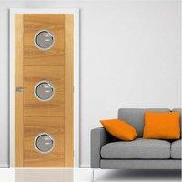 JBK Porthole 3 Brisa Mistral Oak Door with Decorative Groove, Pre-finished