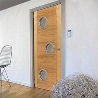 JBK Porthole 3 SP Brisa Mistral Oak Door with Decorative Groove, Pre-finished