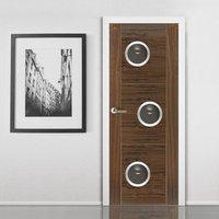 JBK Porthole 3 SP Brisa Mistral Walnut Door with Decorative Groove, Pre-finished