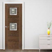 JBK Square 2 Brisa Mistral Walnut Door with Decorative Groove, Pre-finished