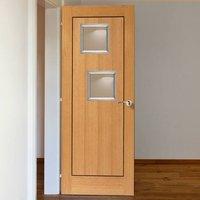 jbk square 2 sp clementine oak door with walnut inlays is pre finished