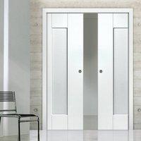 JBK Axis Ripple White Primed Double Pocket Doors