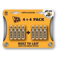 JCB Super Alkaline Batteries AA 4 Plus 4 Pack