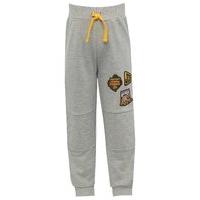 JCB boys character cotton elasticated waist grey marl quilted knee badge jogger trousers - Grey Marl