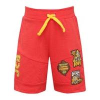 JCB boys 100% cotton plain red elasticated waistband quilted knee Joey character badge detail shorts - Red