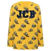 JCB boys long sleeve Joey character print yellow tractor cotton rich pull on t-shirt - Yellow