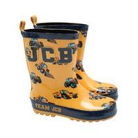 JCB Joey Tractor Digger Character Mid Calf Ridged Grip Soles Rain Wellington Boots - Yellow