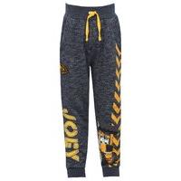 JCB boys full length blue marl cuffed ankle pull on joey character badge design jogger trousers - Blue Marl