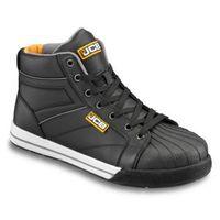 JCB Black Action Leather Steel Toe Cap Skid Skater Boots Size 8