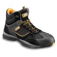 JCB Black Suede Leather & Mesh Steel Toe Cap Rock Hiker Boots Size 8