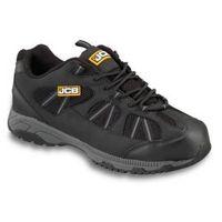 JCB Black & Grey Leather & Mesh Steel Toe Cap Compact Trainers Size 9