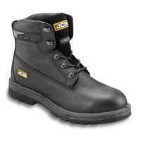 JCB Black Full Grain Leather Steel Toe Cap Protector Safety Boots Size 8