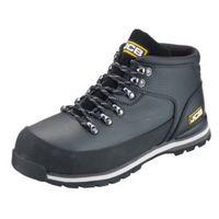 JCB Black Embossed Leather Steel Toe Cap Hiker Boots Size 7