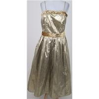 JC Penney, size M gold-lame sequinned evening dress