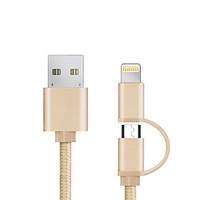 JDB High Quality MFI USB Cable 2in1 For Lightning Micro USB Nylon Braided Charging Cord Data Cable for iPhone / Samsung and More