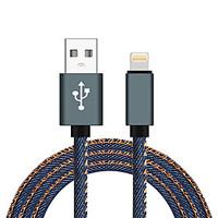 JDB 2.1A Data Fast Charging Charger USB Cable 1M Jean Cloth Lightning 8P USB Cable For iPhone 7 6 6 Plus 5 5s