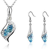 Jewelry Set Drop Earrings Pendant Necklaces Earrings Crystal Rhinestones Fashion ElegantCrystal Cubic Zirconia Silver Plated Imitation