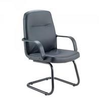 jemini rhone leather look visitor chair cantilever legs black kf03432