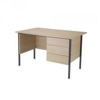 jemini intro 1200mm 4 leg desk with 3 drawer pedestal warm maple