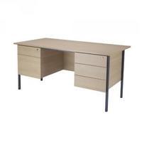 Jemini Intro 1500mm 4 Leg Desk Double Pedestal Warm Maple KF838538
