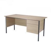 jemini intro 1500mm 4 leg desk with 2 drawer pedestal warm maple