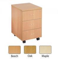 Jemini 3 Drawer Mobile Pedestal Oak KF72085