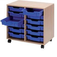 Jemini Mobile Storage Unit 12 Blue Trays Beech KF72339