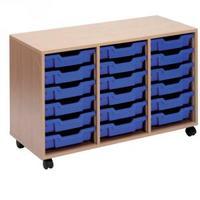 jemini mobile storage unit 18 blue trays beech kf72340