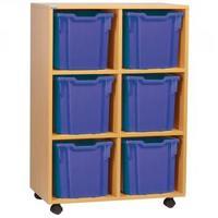 Jemini Jumbo Mobile Storage Unit 6 Tray Beech KF72569