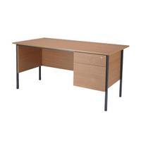 jemini bavarian beech 1500mm four leg desk with two drawer pedestal