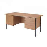 Jemini Bavarian Beech 1500mm Four Leg Desk With Double Pedestal