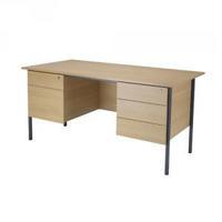 Jemini Intro 4 Leg Double Pedestal Desk 1800mm Ferrera Oak KF838777