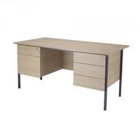 jemini intro 4 leg double pedestal desk 1800mm warm maple kf838766