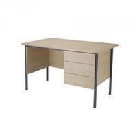 Jemini Intro 4 Leg Desk 1800mm With 3 Drawer Pedestal Warm Maple