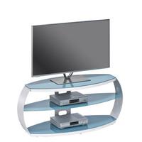 Jesper LCD TV Stand In Atlantic Blue Glass With Aluminium Frame