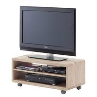 Jeff7 Lowboard LCD TV Stand In Rough Sawn Oak With Wheels