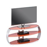 Jesper LCD TV Stand In Pastel Red Glass With Aluminium Frame